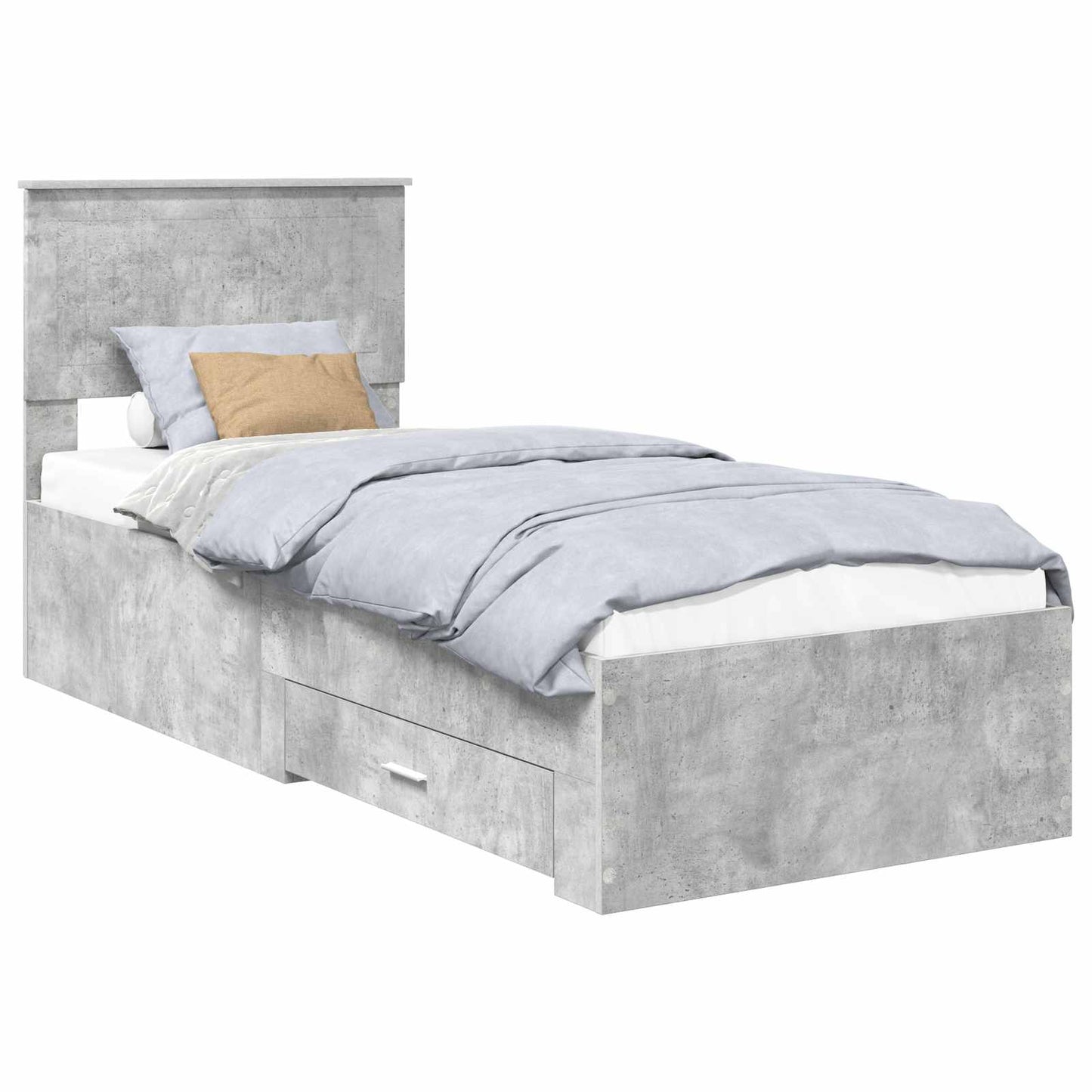 vidaXL Bettrahmen Beton Grau und Silber 70 x 190 cm Holzwerkstoff