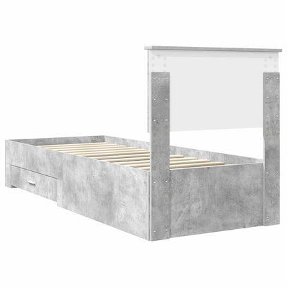 vidaXL Bettrahmen Beton Grau und Silber 70 x 190 cm Holzwerkstoff