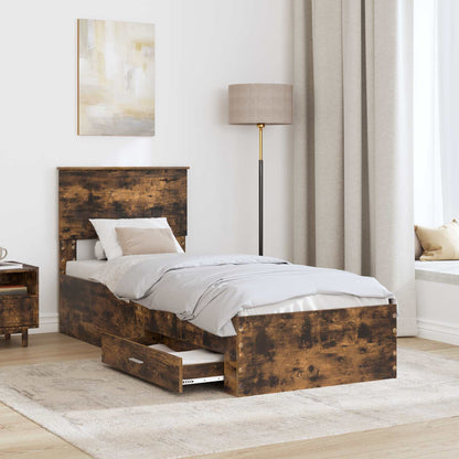 Bettrahmen Rauchige Eiche und Silber 75 x 190 cm Holzwerkstoff