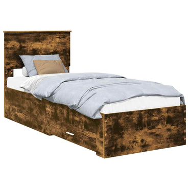 vidaXL Bettrahmen Rauchige Eiche und Silber 75 x 190 cm Holzwerkstoff