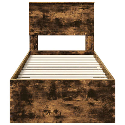 Bettrahmen Rauchige Eiche und Silber 75 x 190 cm Holzwerkstoff