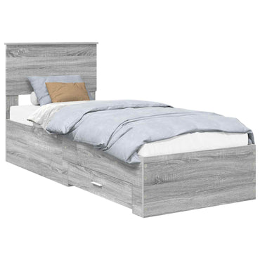 vidaXL Bettrahmen Graue Sonoma und Silber 75 x 190 cm Holzwerkstoff