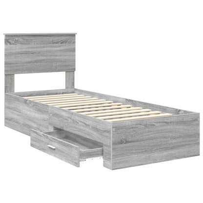 vidaXL Bettrahmen Graue Sonoma und Silber 75 x 190 cm Holzwerkstoff