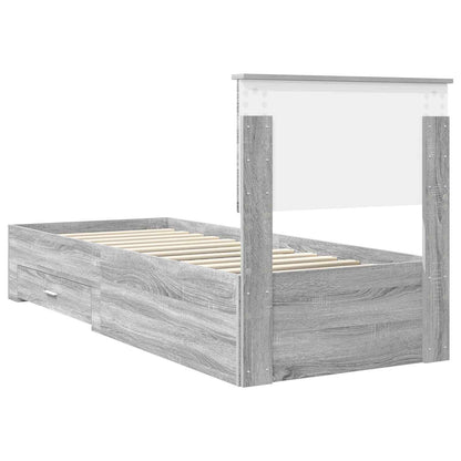 vidaXL Bettrahmen Graue Sonoma und Silber 75 x 190 cm Holzwerkstoff