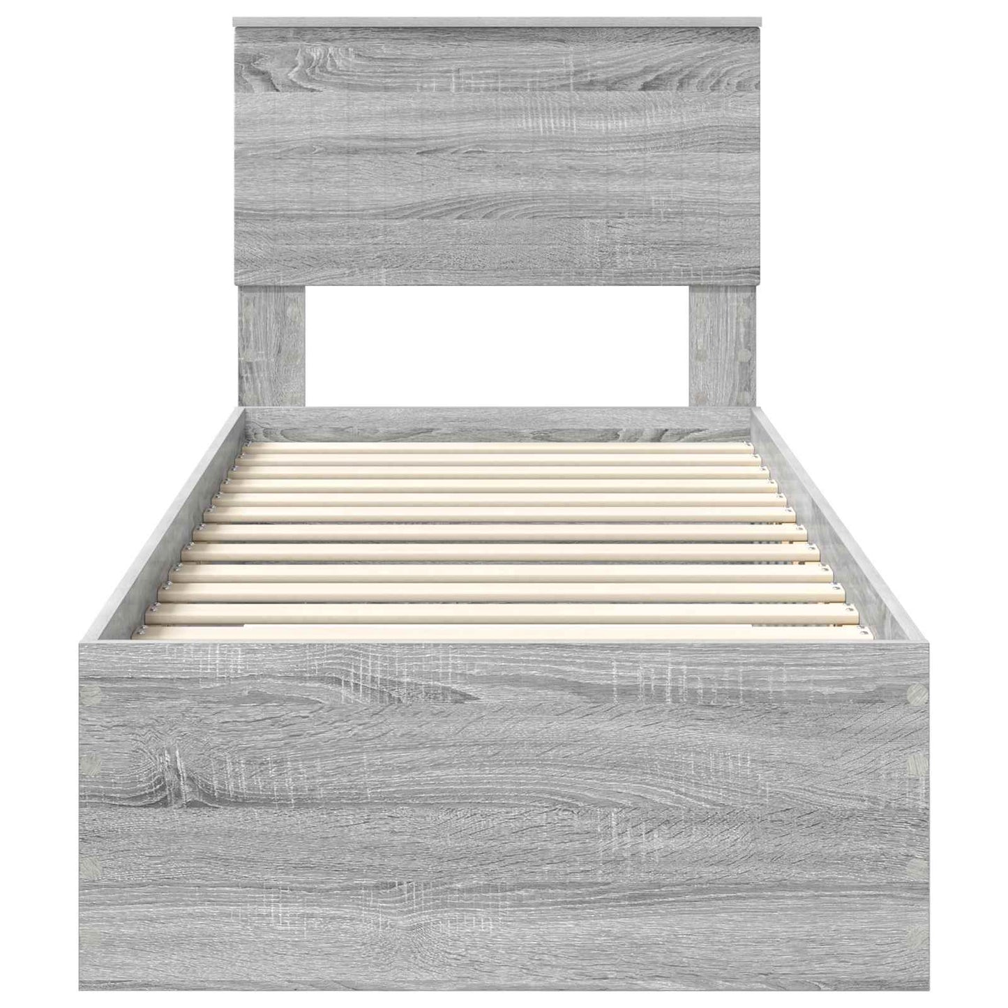 vidaXL Bettrahmen Graue Sonoma und Silber 75 x 190 cm Holzwerkstoff
