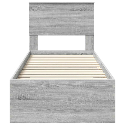 vidaXL Bettrahmen Graue Sonoma und Silber 75 x 190 cm Holzwerkstoff
