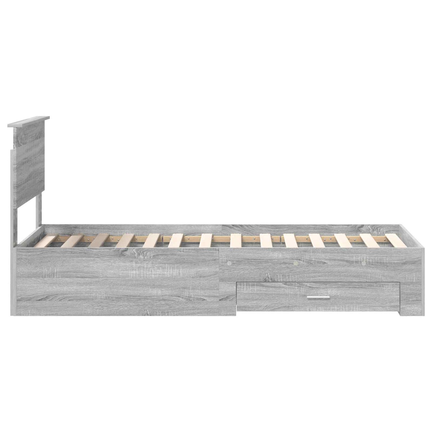 vidaXL Bettrahmen Graue Sonoma und Silber 75 x 190 cm Holzwerkstoff
