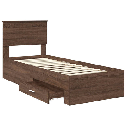 vidaXL Bettrahmen Braune Eiche und Silber 75 x 190 cm Holzwerkstoff