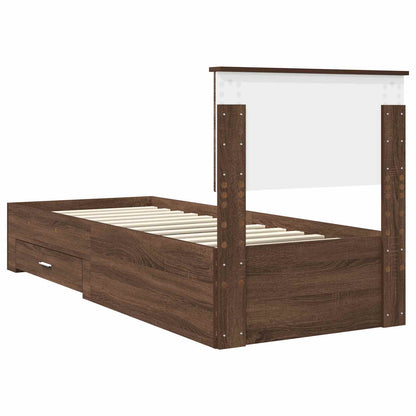 vidaXL Bettrahmen Braune Eiche und Silber 75 x 190 cm Holzwerkstoff
