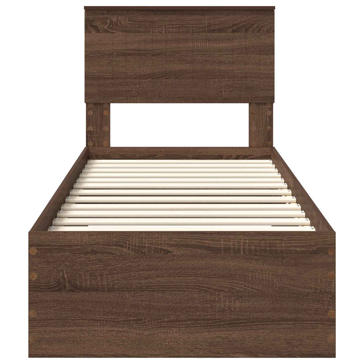 vidaXL Bettrahmen Braune Eiche und Silber 75 x 190 cm Holzwerkstoff