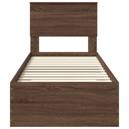 vidaXL Bettrahmen Braune Eiche und Silber 75 x 190 cm Holzwerkstoff