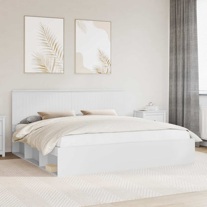 vidaXL Bettrahmen mit Kopfteil Weiß 200 x 200 cm Massives Kiefernholz