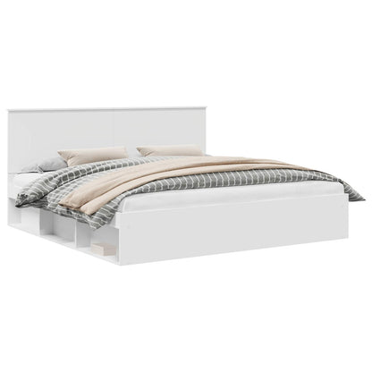 vidaXL Bettrahmen mit Kopfteil Weiß 200 x 200 cm Massives Kiefernholz
