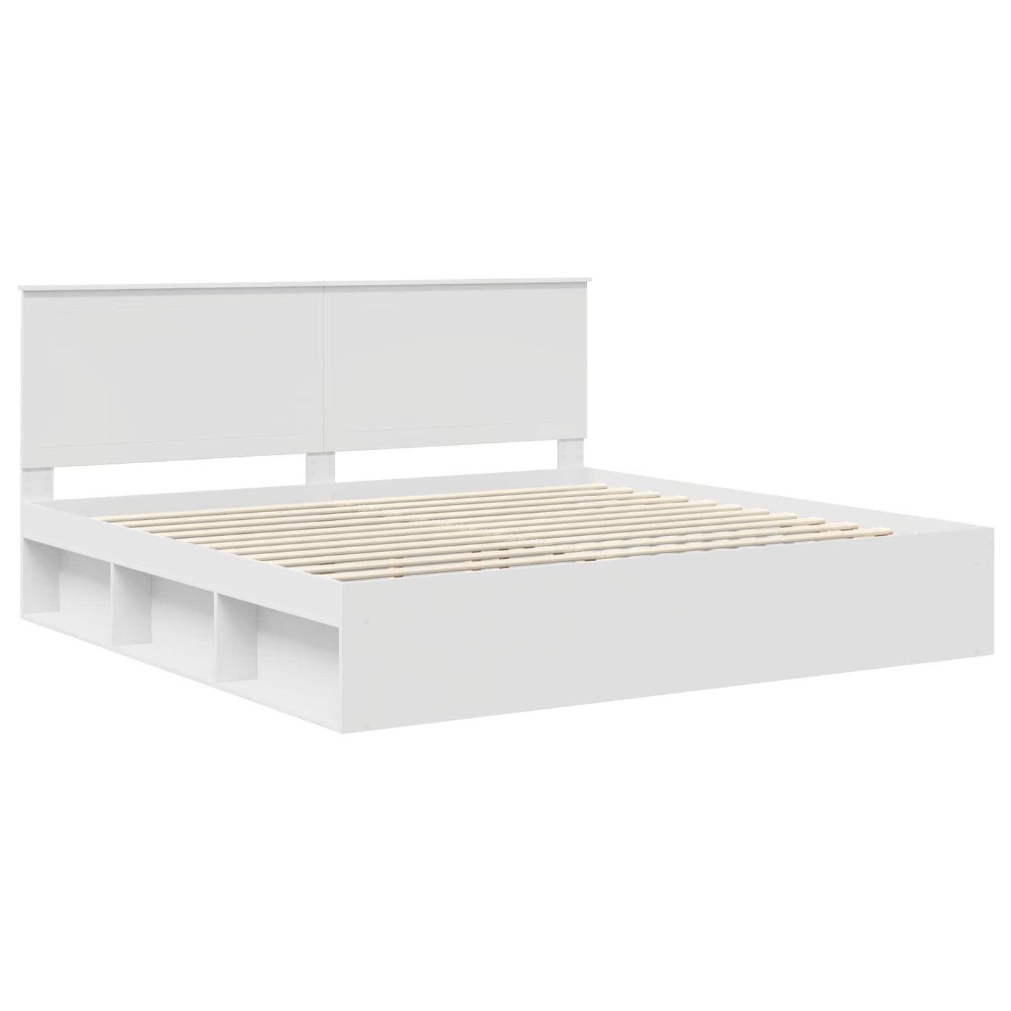 vidaXL Bettrahmen mit Kopfteil Weiß 200 x 200 cm Massives Kiefernholz