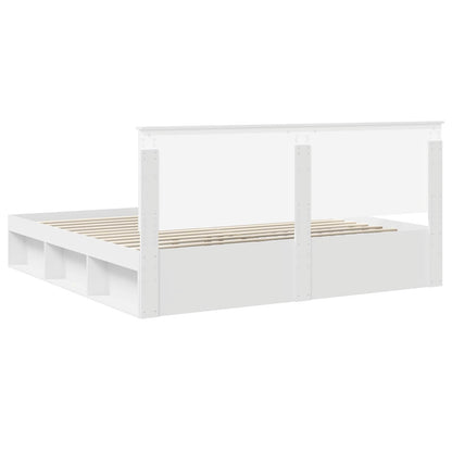 vidaXL Bettrahmen mit Kopfteil Weiß 200 x 200 cm Massives Kiefernholz