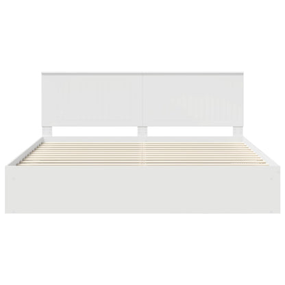 vidaXL Bettrahmen mit Kopfteil Weiß 200 x 200 cm Massives Kiefernholz
