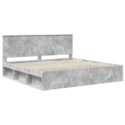 vidaXL Bettrahmen mit Kopfteil Beton 200 x 200 cm Massives Kiefernholz