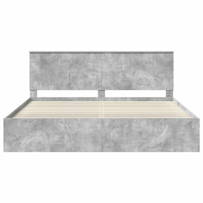 vidaXL Bettrahmen mit Kopfteil Beton 200 x 200 cm Massives Kiefernholz