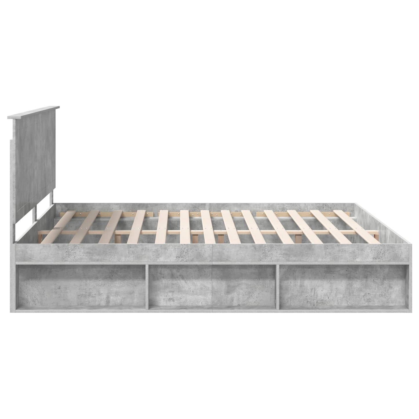 vidaXL Bettrahmen mit Kopfteil Beton 200 x 200 cm Massives Kiefernholz