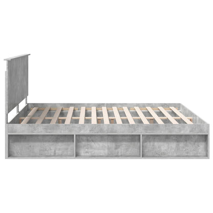 vidaXL Bettrahmen mit Kopfteil Beton 200 x 200 cm Massives Kiefernholz