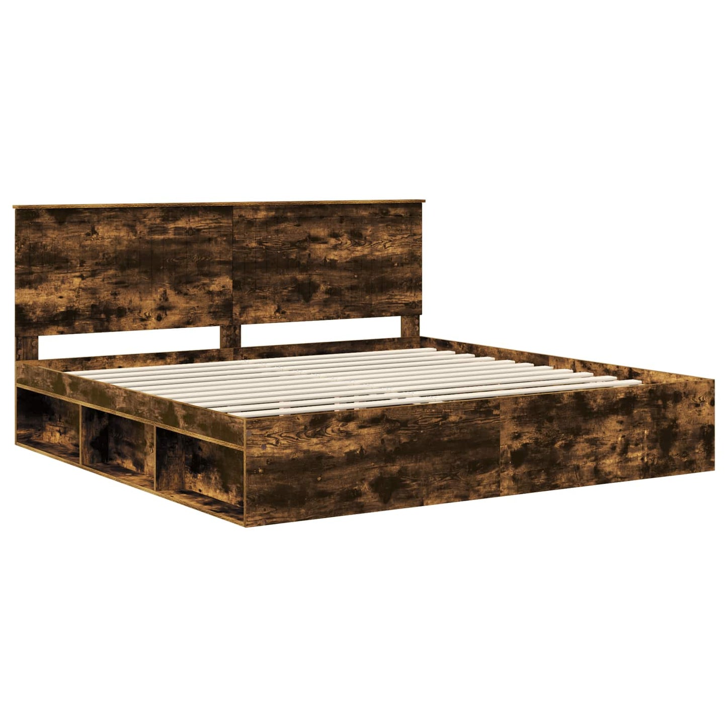 vidaXL Bettrahmen Geräucherte Eiche 200 x 200 cm Massives Kiefernholz