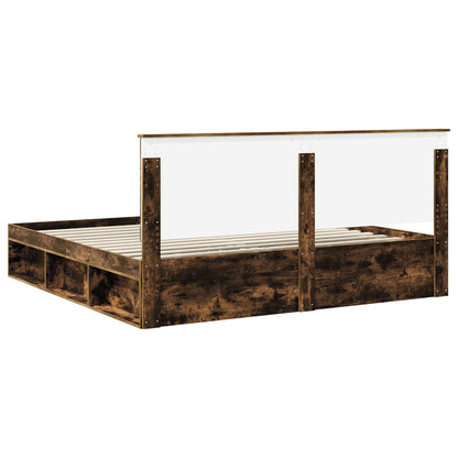 vidaXL Bettrahmen Geräucherte Eiche 200 x 200 cm Massives Kiefernholz