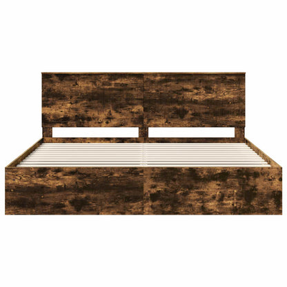 vidaXL Bettrahmen Geräucherte Eiche 200 x 200 cm Massives Kiefernholz