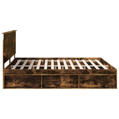 vidaXL Bettrahmen Geräucherte Eiche 200 x 200 cm Massives Kiefernholz