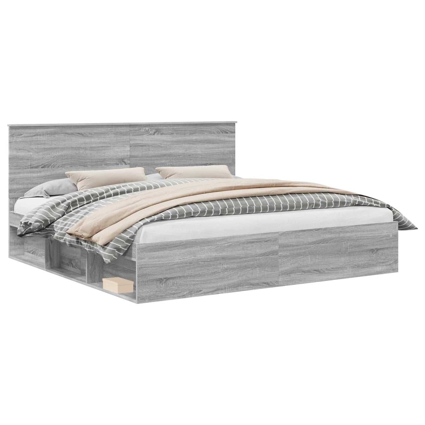 vidaXL Cadre de lit Gris Sonoma 200 x 200 cm Pin massif