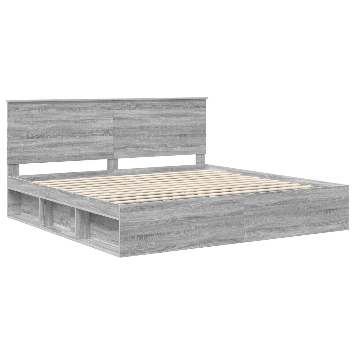 vidaXL Cadre de lit Gris Sonoma 200 x 200 cm Pin massif