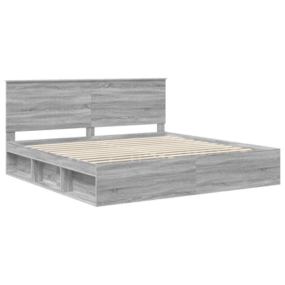 vidaXL Cadre de lit Gris Sonoma 200 x 200 cm Pin massif