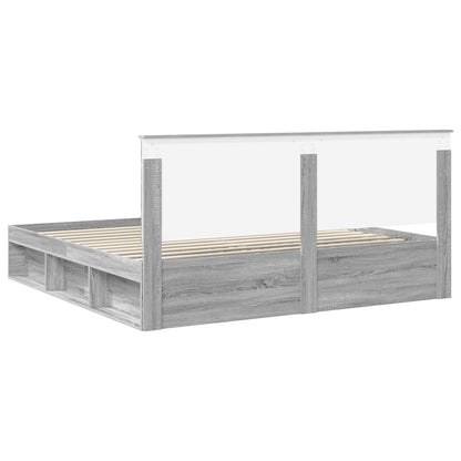 vidaXL Cadre de lit Gris Sonoma 200 x 200 cm Pin massif