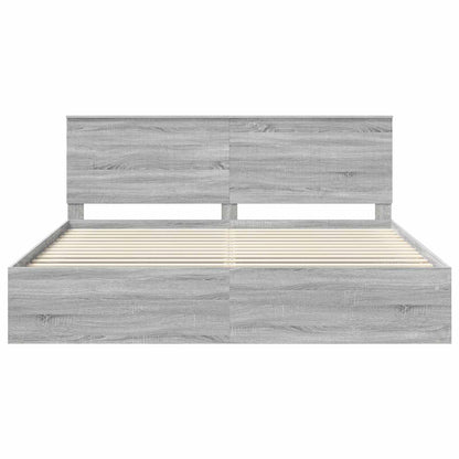 vidaXL Cadre de lit Gris Sonoma 200 x 200 cm Pin massif