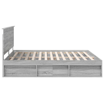 vidaXL Cadre de lit Gris Sonoma 200 x 200 cm Pin massif