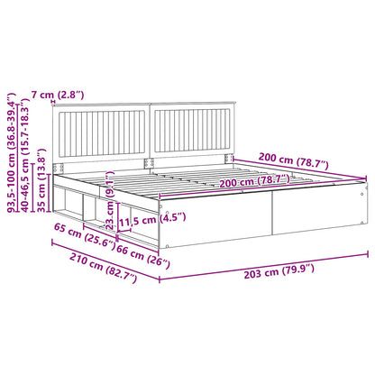 vidaXL Cadre de lit Gris Sonoma 200 x 200 cm Pin massif