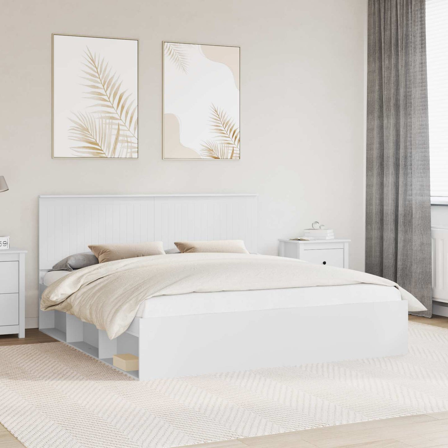 vidaXL Bettrahmen mit Kopfteil Weiß 180 x 200 cm Massives Kiefernholz