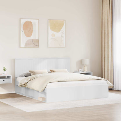vidaXL Bettrahmen mit Kopfteil Weiß 180 x 200 cm Massives Kiefernholz
