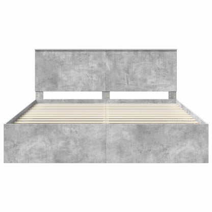 vidaXL Bettrahmen mit Kopfteil Beton 180 x 200 cm Massives Kiefernholz