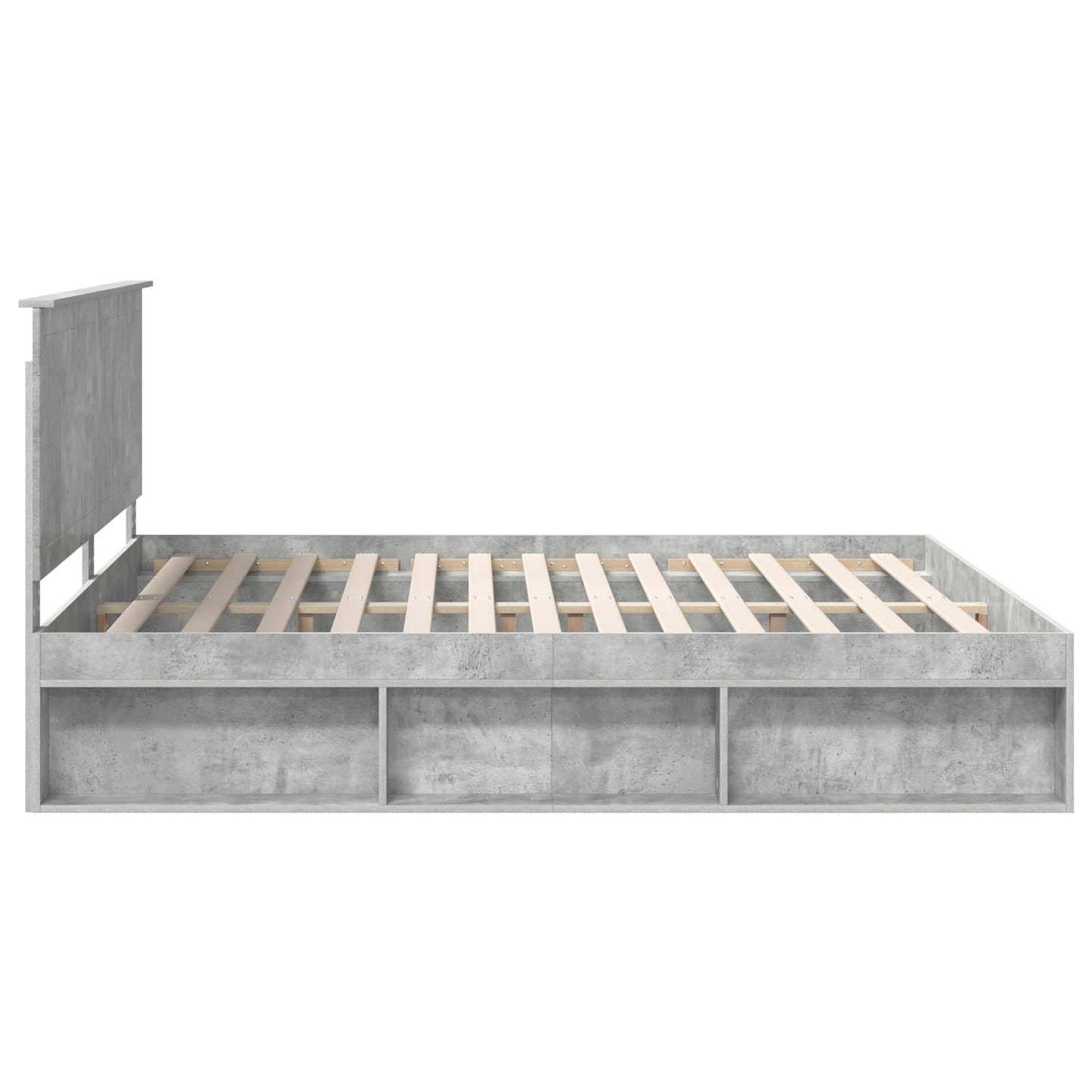 vidaXL Bettrahmen mit Kopfteil Beton 180 x 200 cm Massives Kiefernholz