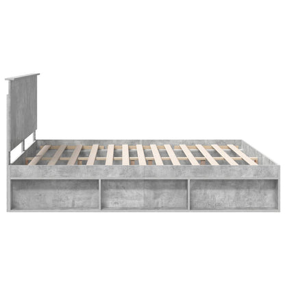 vidaXL Bettrahmen mit Kopfteil Beton 180 x 200 cm Massives Kiefernholz