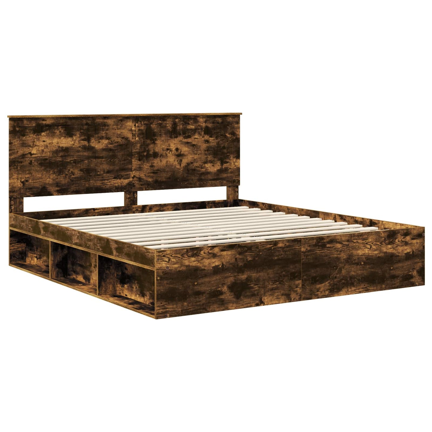 vidaXL Bettrahmen Geräucherte Eiche 180 x 200 cm Massives Kiefernholz
