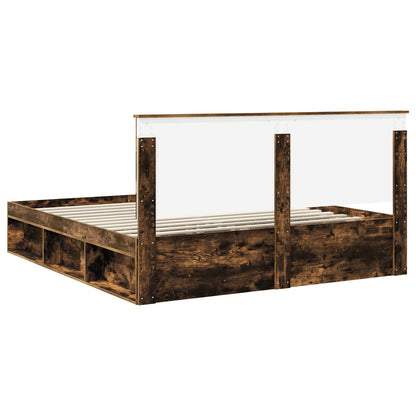 vidaXL Bettrahmen Geräucherte Eiche 180 x 200 cm Massives Kiefernholz
