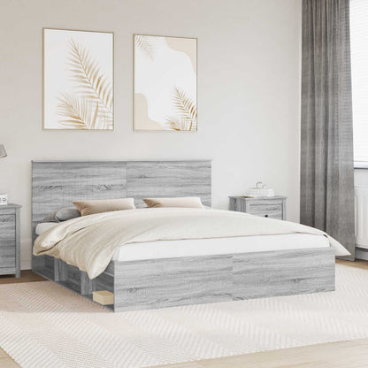 vidaXL Bettrahmen Graues Sonoma 180 x 200 cm Massives Kiefernholz