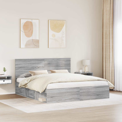 vidaXL Bettrahmen Graues Sonoma 180 x 200 cm Massives Kiefernholz