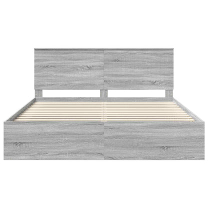 vidaXL Bettrahmen Graues Sonoma 180 x 200 cm Massives Kiefernholz