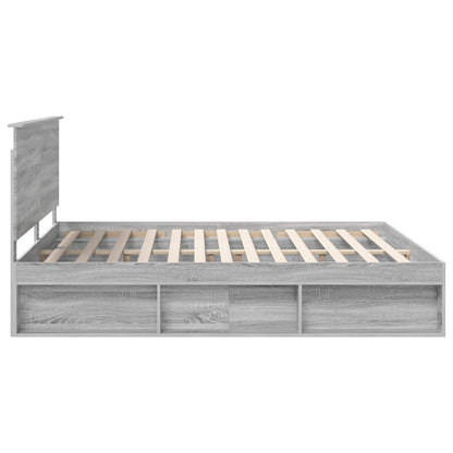 vidaXL Bettrahmen Graues Sonoma 180 x 200 cm Massives Kiefernholz