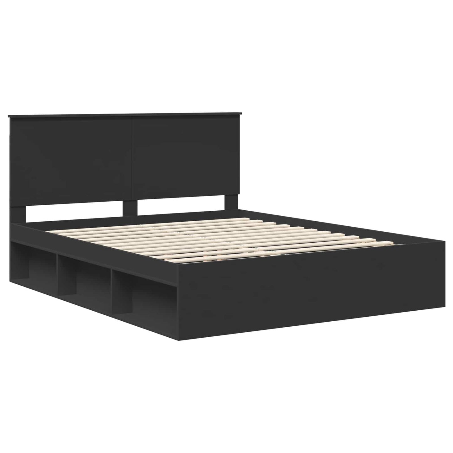 vidaXL Bettrahmen Schwarz 160 x 200 cm Massives Kiefernholz