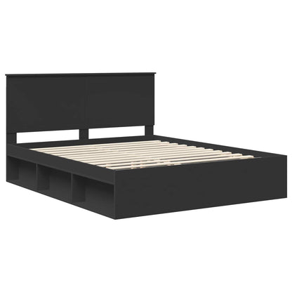 vidaXL Bettrahmen Schwarz 160 x 200 cm Massives Kiefernholz