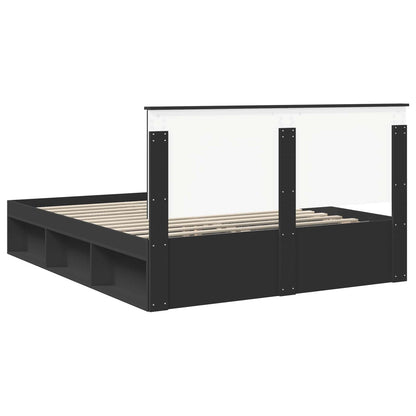 vidaXL Bettrahmen Schwarz 160 x 200 cm Massives Kiefernholz