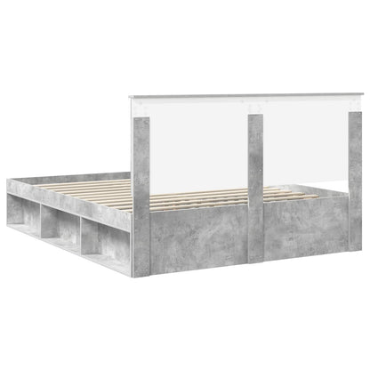 vidaXL Bettrahmen mit Kopfteil Beton 160 x 200 cm Massives Kiefernholz